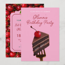Einladung zum 21. Geburtstag mit Pink Choco Cherry