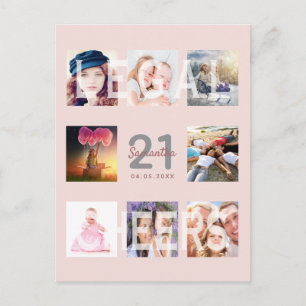 Einladung zum 21. Geburtstag Rose Goldenes Foto Postkarte