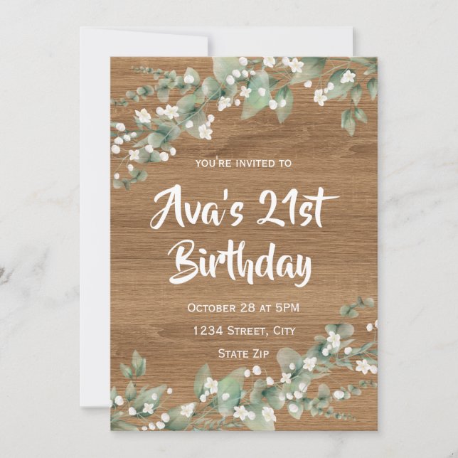 Einladung zum 21. Geburtstag - Rustikale Vegetatio (Vorderseite)