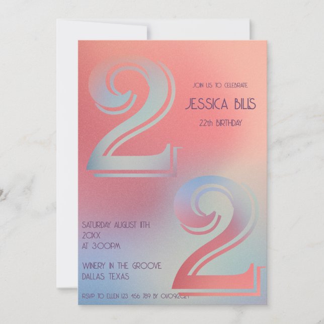 Einladung zum 22. Geburtstag (Vorderseite)