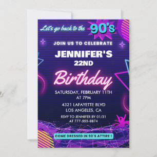 Einladung zum 22. Geburtstag 90er Thema Retro