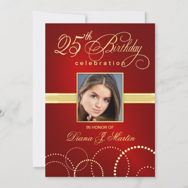 Einladung zum 25. Geburtstag - Foto optional (Vorderseite)