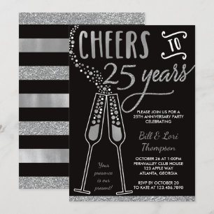 Einladung zum 25. Hochzeitstag, Faux Glitter/Folie