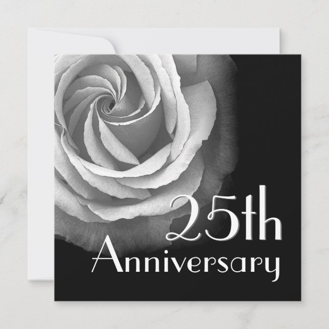 Einladung zum 25. Jahrestag - SILVER-Rose (Vorderseite)