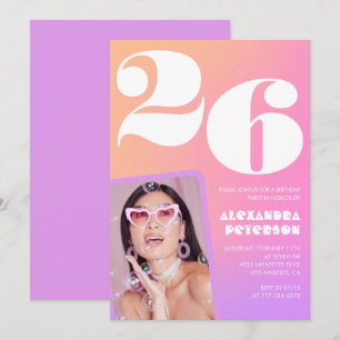 Einladung zum 26. Geburtstag mit rosa Farbverlauf 