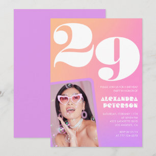 Einladung zum 29. Geburtstag mit rosa Verlauf Retr