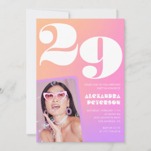 Einladung zum 29. Geburtstag mit rosa Verlauf Retr