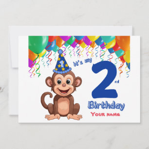 Einladung zum 2. Geburtstag, Affen-Party personali