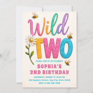 Einladung zum 2. Geburtstag Mädchen Wild Thema