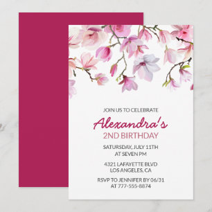 Einladung zum 2. Geburtstag Wasserfarben Floral Ei