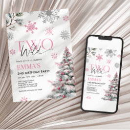 Einladung zum 2. Geburtstag, zwei wilde Rosa Gebur