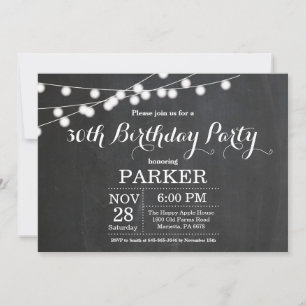 Einladung zum 30. Geburtstag auf Schiefertafel