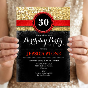 Einladung zum 30. Geburtstag - Red Black Gold
