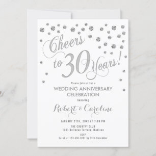 Einladung zum 30. Hochzeitstag - Silberweiß