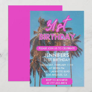 Einladung zum 31. Geburtstag Sommer Rosa Palme
