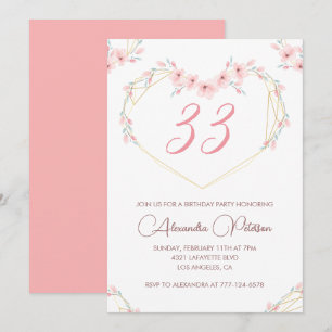 Einladung zum 33. Geburtstag Boho Floral Elegant