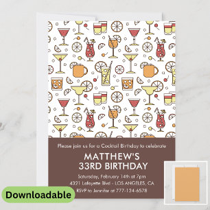 Einladung zum 33. Geburtstag Cocktail Stylishes Mu