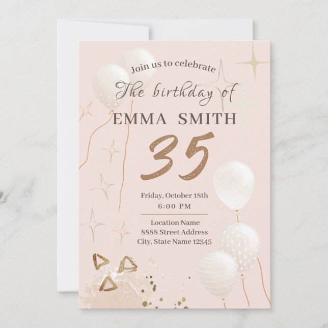 Einladung zum 35-jährigen Geburtstag (Vorderseite)