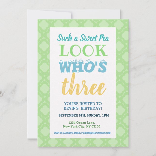 Einladung zum 3. Geburtstag (Vorderseite)