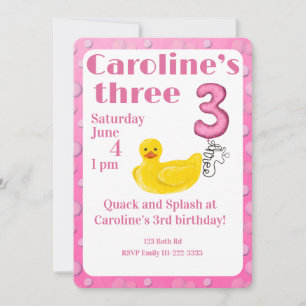 Einladung zum 3. Geburtstag mit Gummiente "Make a 