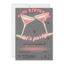 Einladung zum 40. Geburtstag - Pink Cocktail