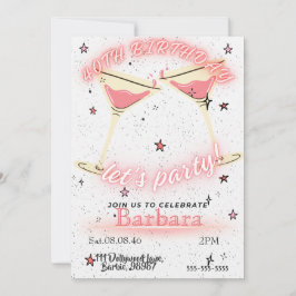 Einladung zum 40. Geburtstag - Pink Cocktail