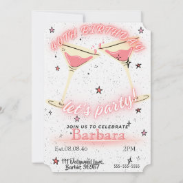 Einladung zum 40. Geburtstag - Pink Cocktail