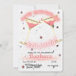 Einladung zum 40. Geburtstag - Pinker Cocktail