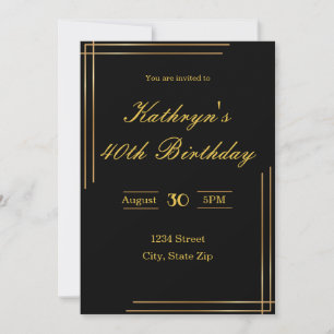 Einladung zum 40. Geburtstag – Schwarz & Gold   El