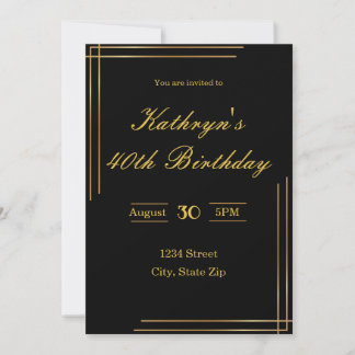 Einladung zum 40. Geburtstag – Schwarz & Gold | El