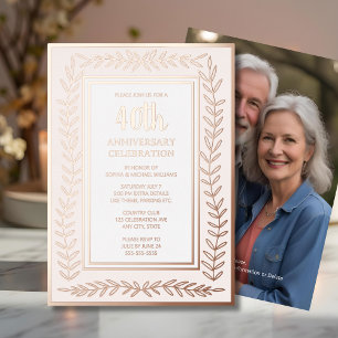 Einladung zum 40. Hochzeitstag Botanische Rose