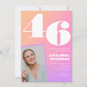 Einladung zum 46. Geburtstag mit rosa Farbverlauf 