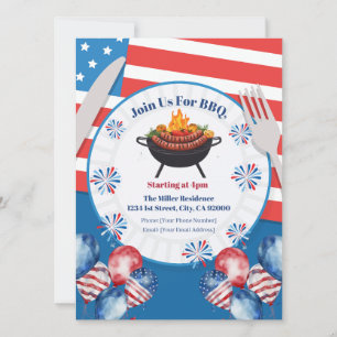 Einladung zum 4. Juli BBQ, Party in den USA Einlad