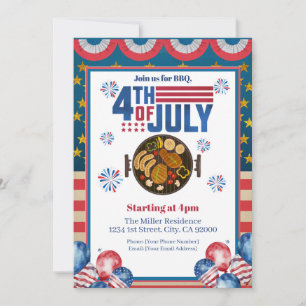 Einladung zum 4. Juli BBQ, Party in den USA Einlad