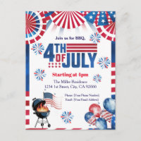 Einladung zum 4. Juli BBQ, Party in den USA Einlad