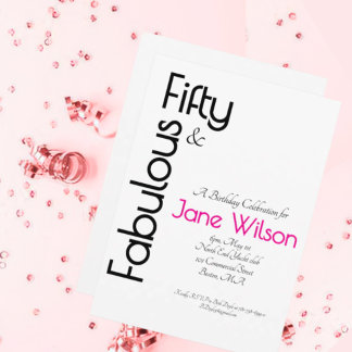 Einladung zum 50. Geburtstag in Weiß und Rosa