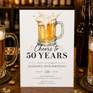 Einladung zum 50. Geburtstag: Prost auf 50 Jahre