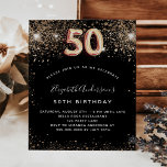 Einladung zum 50. Geburtstag zum Glitzer von Schwa Flyer<br><div class="desc">Bitte beachten Sie, dass diese Einladung auf Flyer Papier und sehr dünn ist. Umschläge sind nicht enthalten. Für dickere Einladungen (gleiche Gestaltung) besuchen Sie bitte unseren Shop. Eine moderne, stilvolle und glamouröse Einladung zu einer 50. Geburtstagsfeier. Ein schwarzer Hintergrund mit Glitzer aus Imitaten. Der Name ist mit einem modernen goldfarbenen...</div>