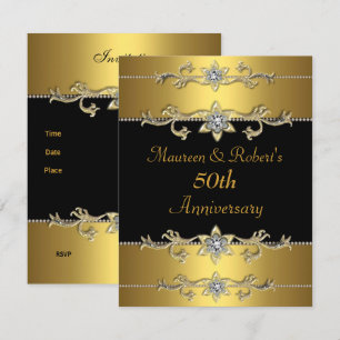 Einladung zum 50. Jubiläum Elegant Schwarz Gold 3