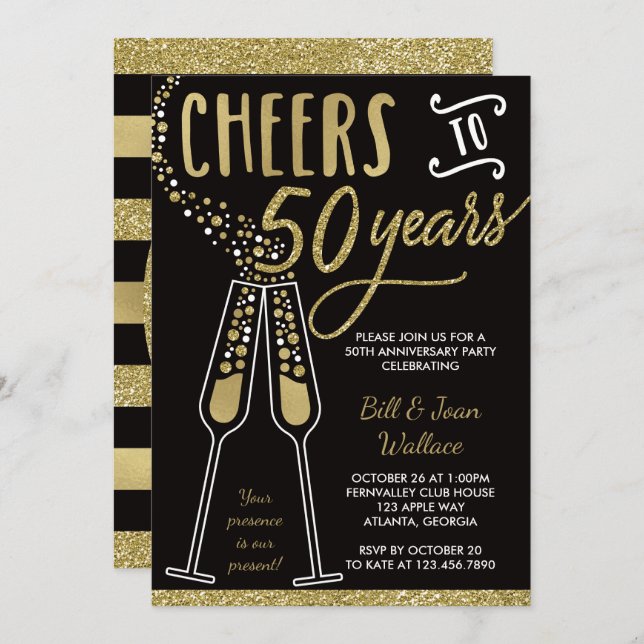 Einladung zum 50. Jubiläum, Imitate Glitzer/Folien (Vorne/Hinten)