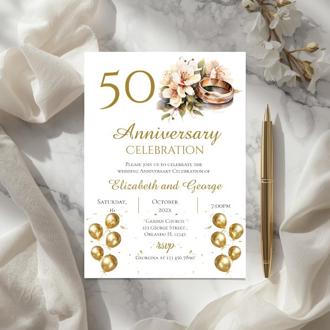 Einladung zum 50. Jubiläum mit Ringen (Von Creator hochgeladen)
