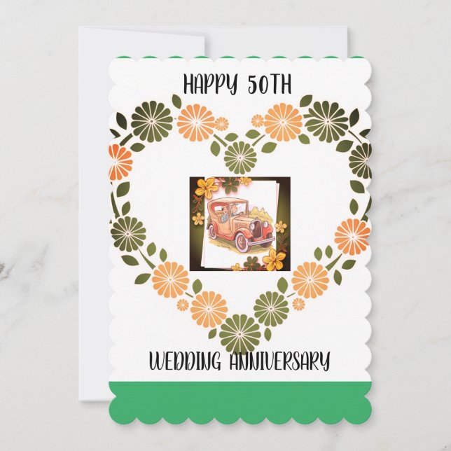 Einladung zum 50. Vintagen Hochzeitstag (Vorderseite)