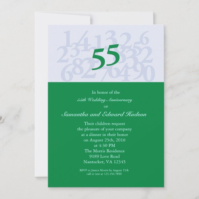 Einladung zum 55. Smaragdjüdischen Hochzeitstag (Vorderseite)