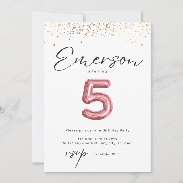 Einladung zum 5. Geburtstag (Vorderseite)