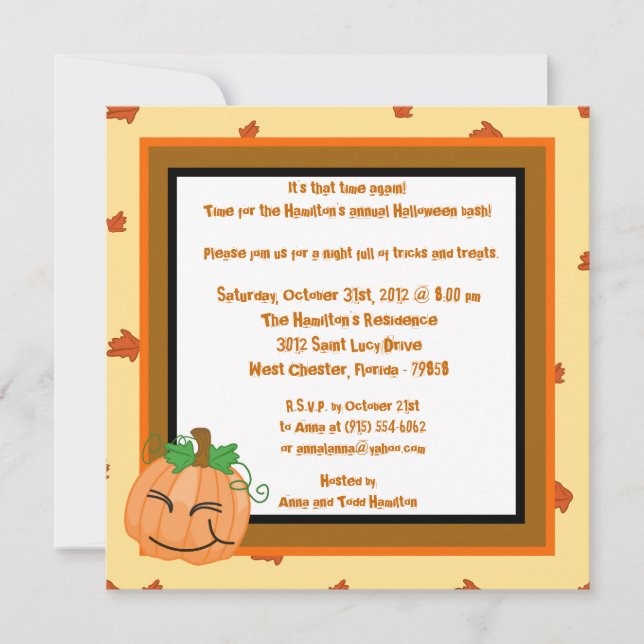 Einladung zum 5x5 Pumpkin Patch Halloween-Party (Vorderseite)