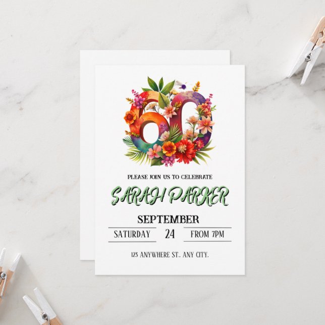 Einladung zum 60. Geburtstag (Vorderseite/Rückseite Beispiel)