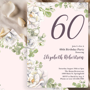Einladung zum 60. Geburtstag Blush Pink Florale Pf