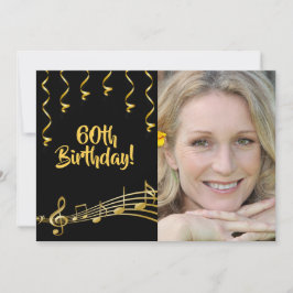 Einladung zum 60. Geburtstag Foto Schwarze Goldgla