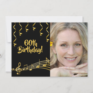 Einladung zum 60. Geburtstag Foto Schwarze Goldgla