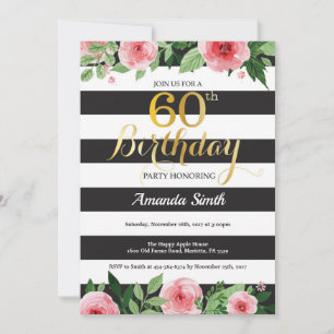 Einladung zum 60. Geburtstag für Frauen. Floral Go